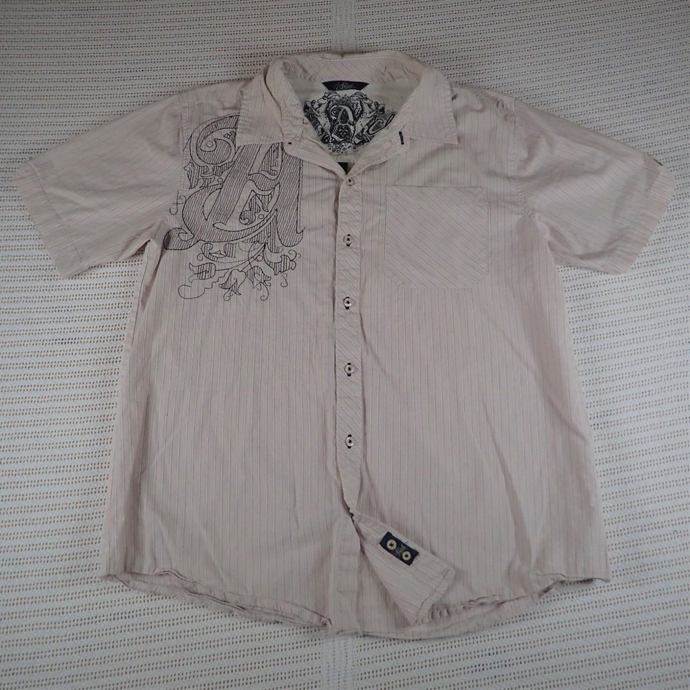 Alab Clothing Company Button Up Pink Shirt w/ Embroidery on Shoulder Size: Large